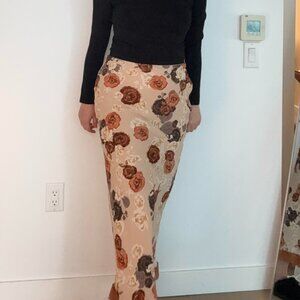 Boutique (Bailey Rose) - Brown floral maxi slip skirt (Size M)